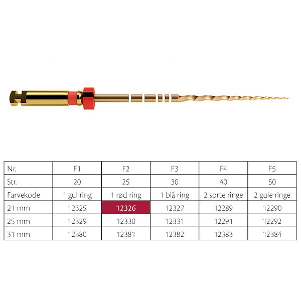 ProTaper Gold File F2 Rød 21mm 6stk