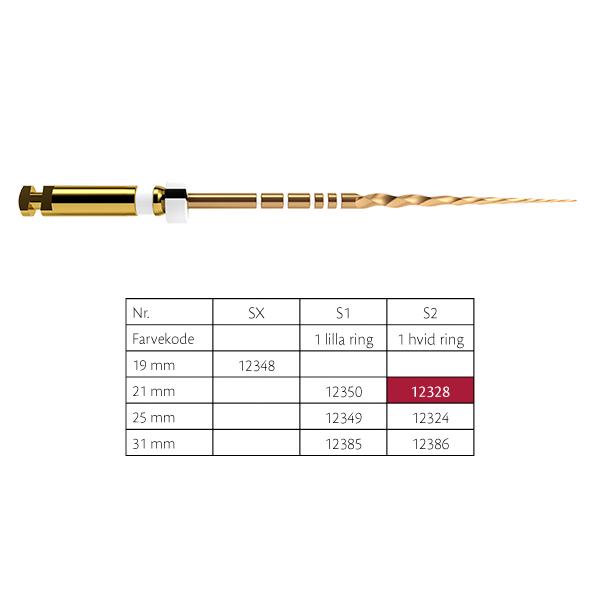 ProTaper Gold File S2 Hvit 21mm 6stk