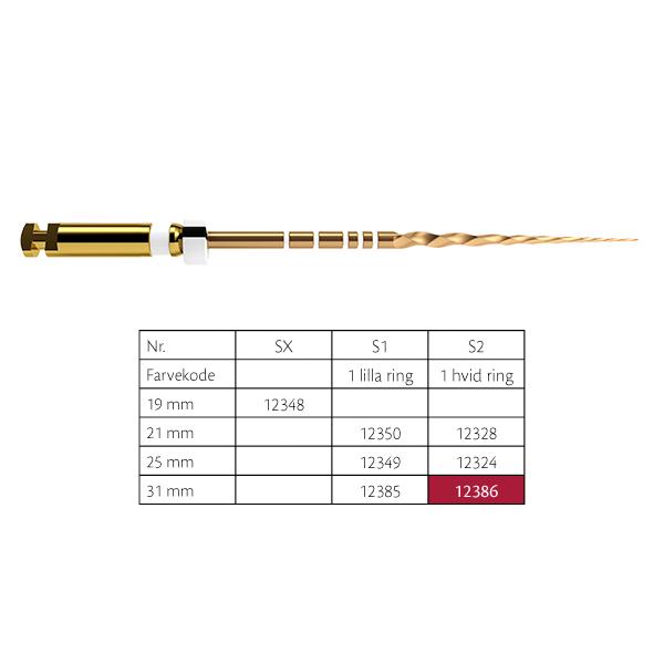 ProTaper Gold File S2 Hvit 31mm 6stk