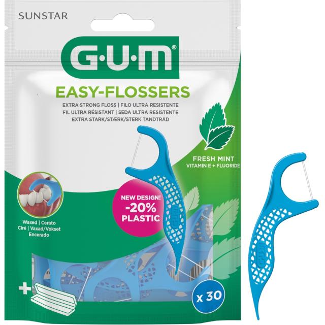 GUM Easy Flossers Tråd/Stikke 30stk+Etui