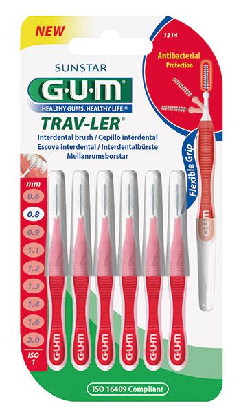 GUM Travler 1314 Rød Konisk 0,8mm 6stk