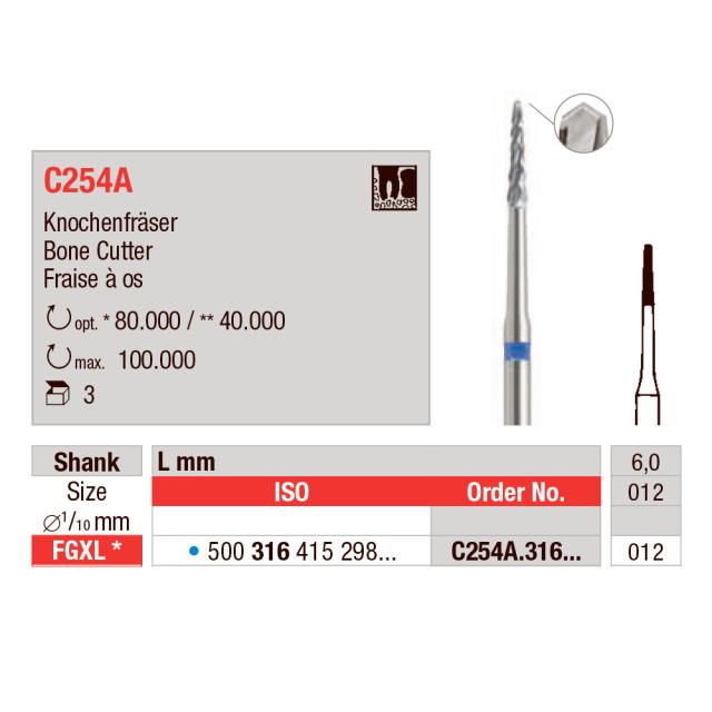 Edenta Kirurgisk Bor C254A 316-012 FGXL 3stk