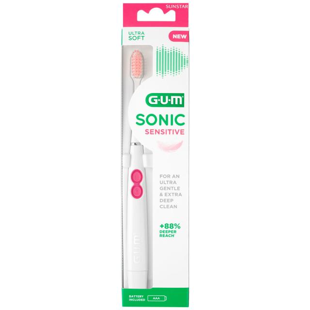 GUM Sonic Daily Sensitiv Tannbørste m/batteri Rosa