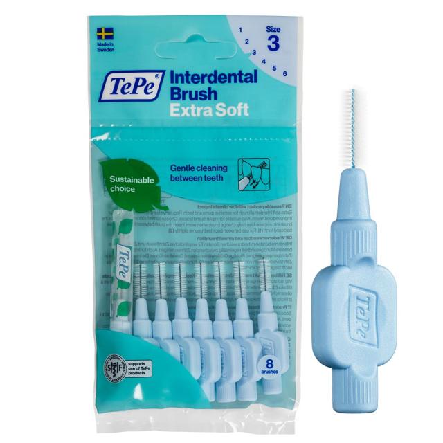 TePe I-Børster 3 X-Soft Lysblå 0,6mm 10x8stk