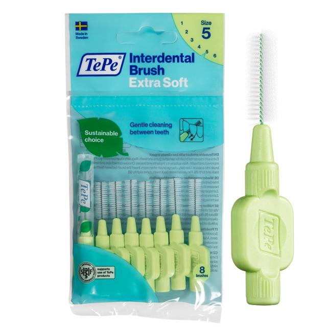 TePe I-Børster 5 X-Soft Lysgrønn 0,8mm 10x8stk