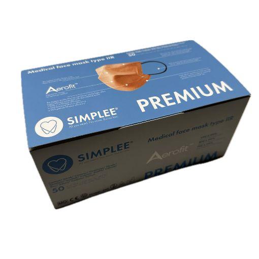 SIMPLEE Munnbind m/strikk Type IIR Premium Aerofit Bronse 50stk