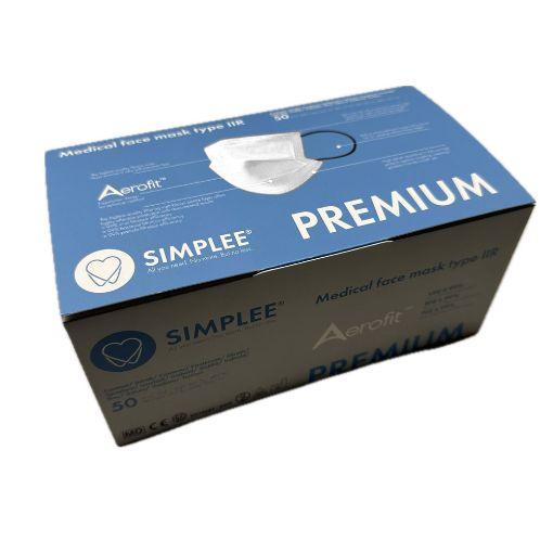 SIMPLEE Munnbind m/strikk Type IIR Premium Aerofit Hvit 50stk